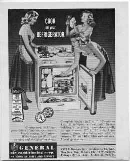 1953 Vintage Ad General Air Conditioning Corp Cook on Your 