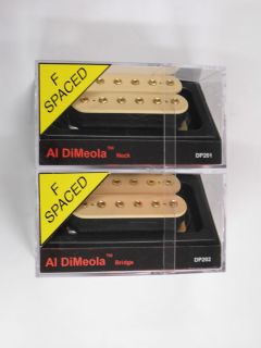 DiMarzio F Spaced Al DiMeola Neck Bridge Humbucker Set Creme w Gold 