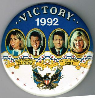 Victory 1992 Bill Clinton Al Gore Pin Pinback Button B407