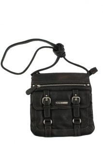Etienne Aigner Black Textured Leather Crossbody Handbag Small BHFO 