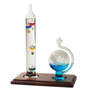   Instrument Galileo Thermometer with Glass Globe Barometer