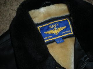Vtg Navy Airborne Leathers ZWC Jacket Very Nice