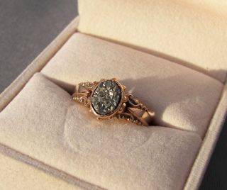 Antique Rose Gold Victorian Ring with Fools Gold Stone Pyrite