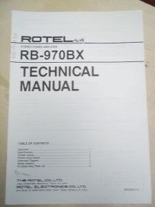 Rotel Service Technical Manual RB 970BX Amplifier Original