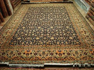 Blue Isfahan All Flower Hand Knotted Fine Carpet 10x14