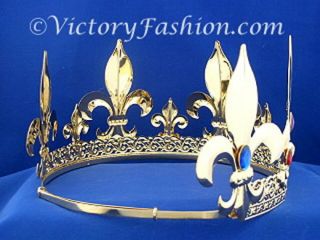 300 Pageant Royal Kings Crown Gold Tone Metal & Faux Jewels 