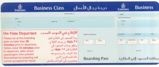   BUSINESS CLASS BOARDING PASS EMIRATES AIRLINES AIRTICKET DUBAI GCC