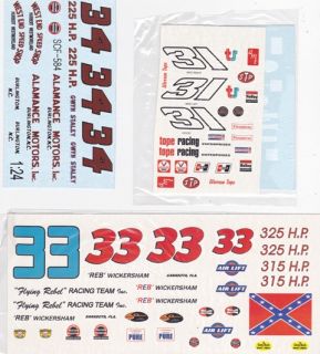 Lot 4 NASCAR Decals 1 24th 1 25th Scale Waterslide Decals 6 Decals 