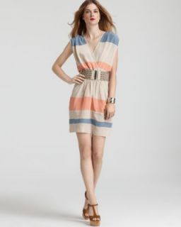 Akiko New Multi Color Silk Belted Faux Wrap Casual Dress XS BHFO 