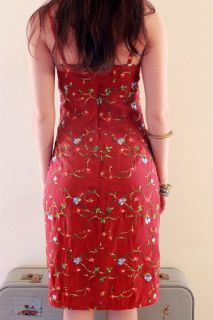Alannah Hill Embroidered Silk Floral Burgundy Red Cocktail Figure 