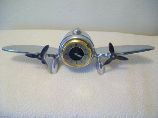 Vintage Art Deco Bradley Airplane Wind up Alarm Clock with Propellers 