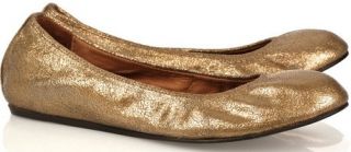575 LANVIN Metallic GOLD Leather Ballerina Flats ballet w/ BOX 37 NEW 