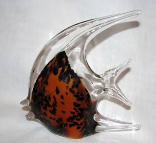 Art Glass Amber Fish Figurine Murano Style Paper Weight