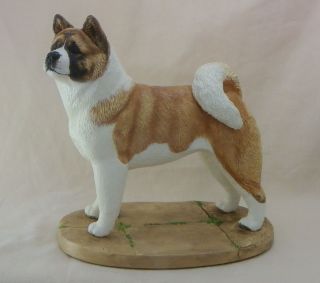 Japanese Akita dog american type figurine sculpture model RED White 