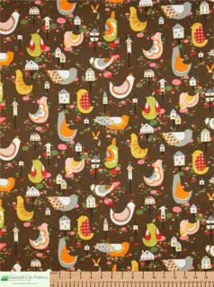 Alexander Henry Willow Wren Chocolate Bird Quilt Fabric