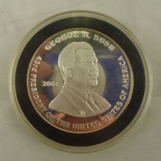 Inv 1972 2001 George Bush Al Gore 43rd President 1 oz 999 Silver Coin 