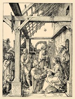1908 Albrecht Durer Adoration of The Magi Woodcut Print Original 
