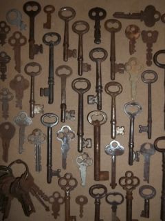 58 Skeleton Keys Lot Vintage Hollow Barrel Fancy Bow Steam Punk Brass 