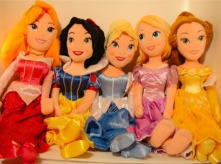  5 Princess Set 20 Plush Dolls Rapunzel Cinderella Belle 