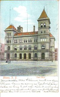 You are bidding on a vintage postcard of a post office Albany New York 