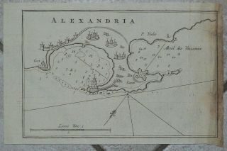 Alexandria Egypt 1764 Roux Antique Copper Engraved Sea Map