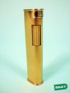 ALFRED DUNHILL GOLD PLATED DRESS LIGHTER ENGINE TURNED FINISH SWISS 