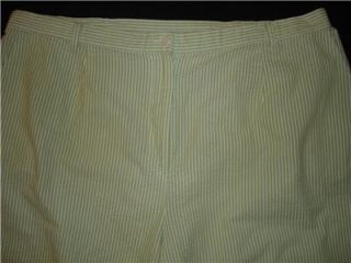 Alfred Dunner Green Seersucker Capri Pants Womens 20W
