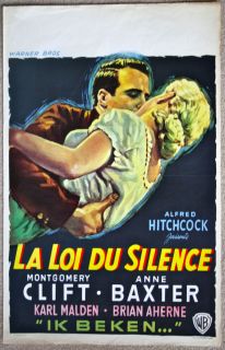 ALFRED HITCHCOCK I Confess Very Rare VINTAGE ORIGINAL Belgian movie 