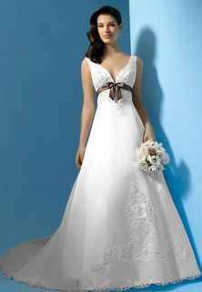    Alfred Angelo Wedding Dress Gown Ivory Mocha EUC Sz 12 BEAUTIFUL L K