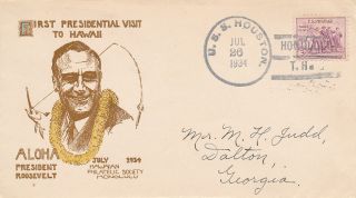 Jul 26 1934 President Roosevelt 1st Visit to Hawaii Philatelic Society 