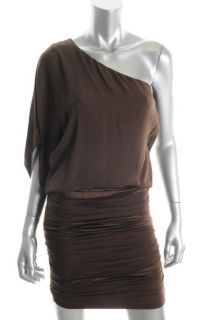 Alice Olivia New Russo Brown One Shoulder Ruched Cocktail Evening 