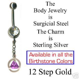 AA Alcoholics Anonymous Jewelry Belly Ring w Birthstone