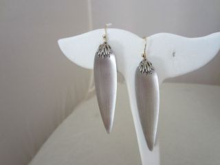 ALEXIS BITTAR Silver Lucite Gunmetal Accent Long Drop Earrings nwt 185 