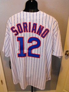 NEW Chicago CUBS ALFONSO SORIANO #12 MAJESTIC Button Up 3XL 3XLARGE 