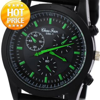 Energy Mens Rubber Sports Army Quartz Wrist Watch Green Time Hours 