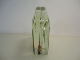 Vintage 1950s Italian Art Glass Aquarium Murano Fish Block w Label 