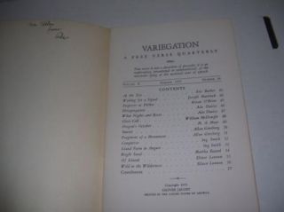 Variegation Quarterly Summer 1955 Issue Allen Ginsberg
