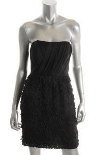 Ali Ro Black Strapless Textured Pleated Top Lined Cocktail Evening 