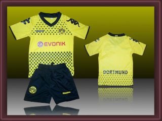Borussia Dortmund Home Kit Kids Boys Girls Soccer Kit Jersey Shorts 