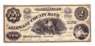 Civil War Currency Allegany County Bank Cumberland Maryland June 1st 
