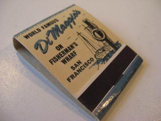 1950s Joe DiMaggios Fishermans Wharf Matchbook New