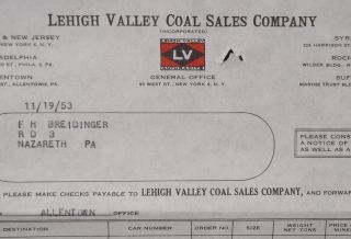   Lehigh Valley Anthracite Coal Sales Co Breidinger Allentown PA