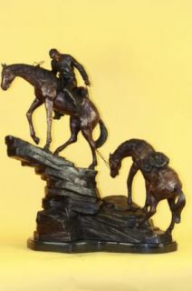 Large 58 lbs Old West Horses Pony Cowboy Rodeo Bronze Sculpture Statue 