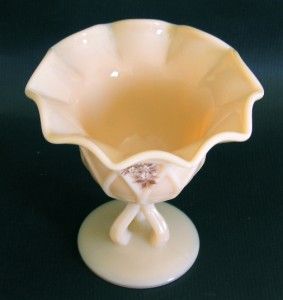Westmoreland Glass Almond Compote Beaded Bouquet Vintage