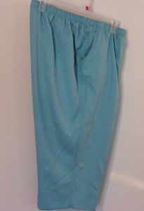 Alia Light Blue Capris Cropped Elastic Waist Pants 24 2X 3X Plus Pants 
