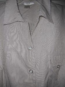 Womens Plus Brown or Gray Stripe Allison Daley Top Shirt Blouse 24W 24 