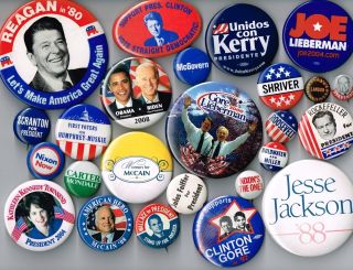 Lot of Over 200 Different Presidential Campaign Buttons