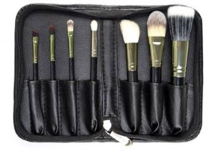 Hot 7 pcs Makeup Brush Soft Brushes Faux Leather Set Kit Case