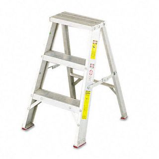 Louisville Ladder 429 Aluminum Two Step Stool w Side Locks 16 3 8W x 