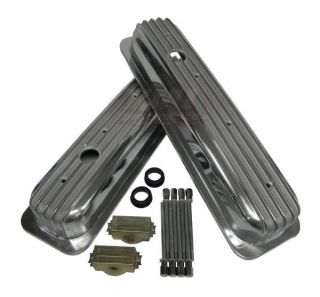 Finned Polished Aluminum Vortec Valve Covers Chevy 350